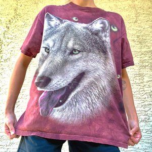 90's Tye Dye Wolf Graphic print Tee